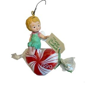 ENESCO 1990 Merry Christmas Sweetheart Angel Peppermint Christmas Ornament